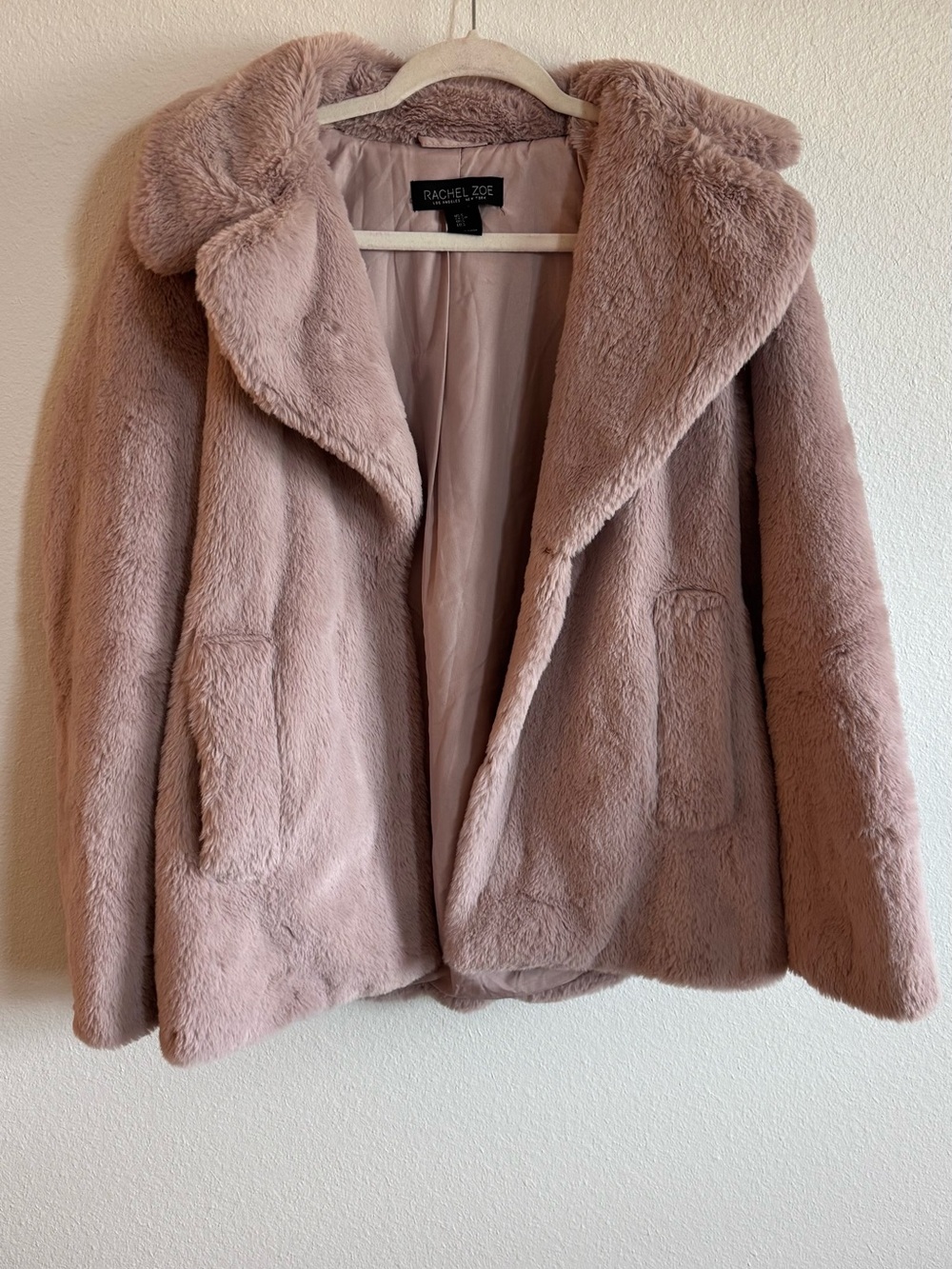 Rachel Zoe Dusty Pink Faux Fur Teddy Jacket